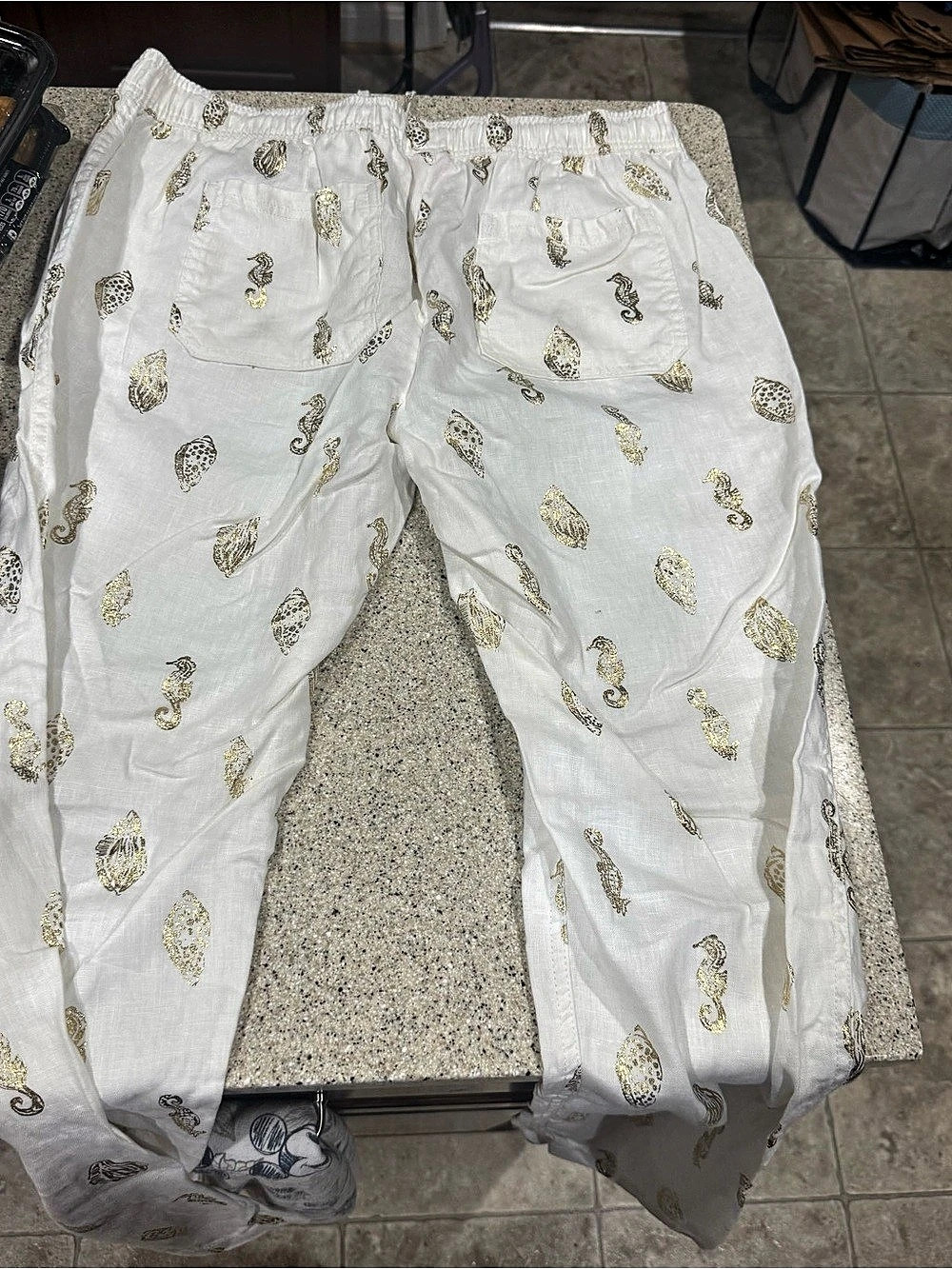 Lilly Pulitzer Women's Paisley Wide Leg Pants in White & Gold